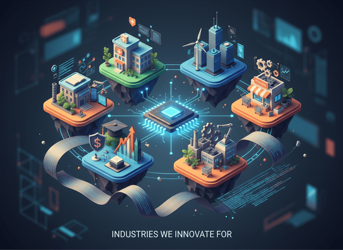 Illustration of the industries served by Cluenuts Technology