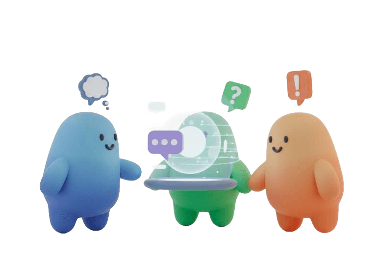 3D illustration of collaborative characters